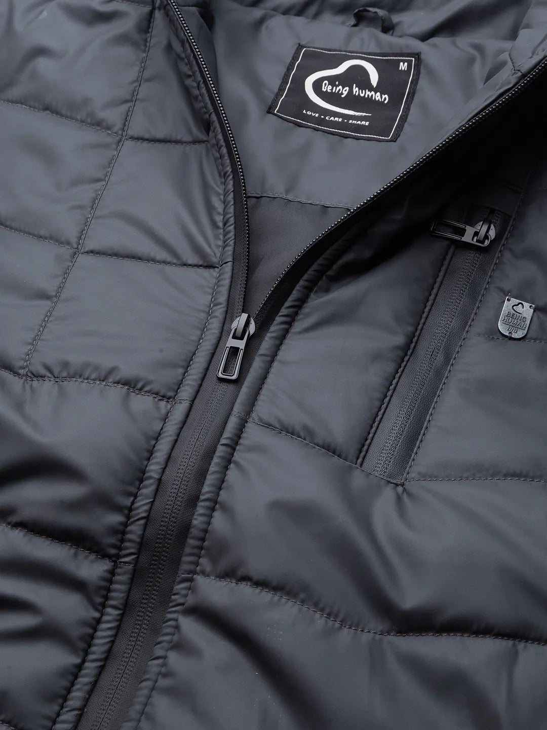 Grey Regular Fit Long Sleeves Polyester Men's Jacket by Being Human Clothing