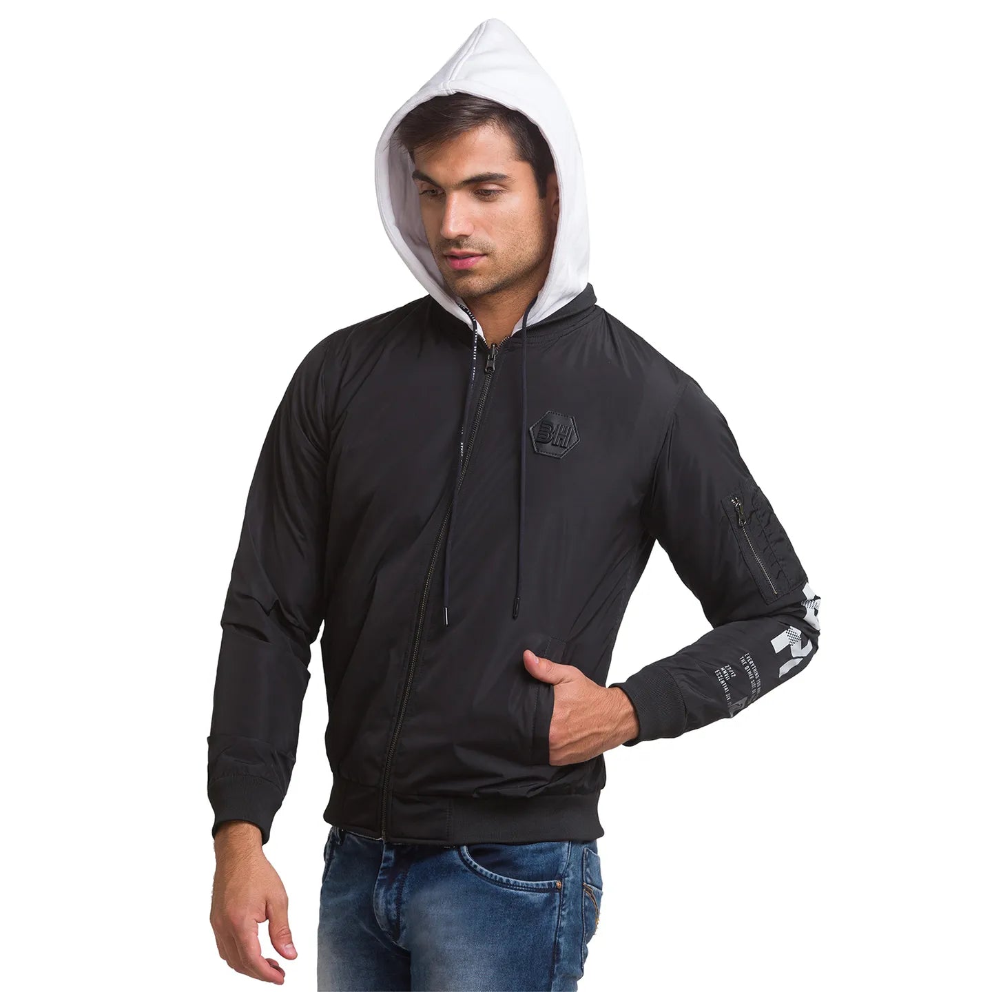 Black Regular Fit Men's Jacket by Being Human Clothing