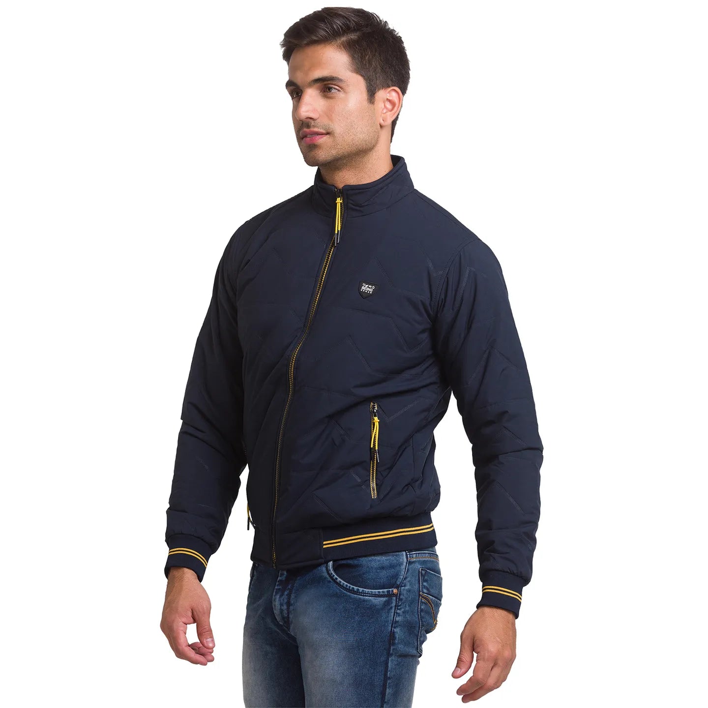 Blue Regular Fit Long Sleeves Polyester Men's Jacket by Being Human Clothing