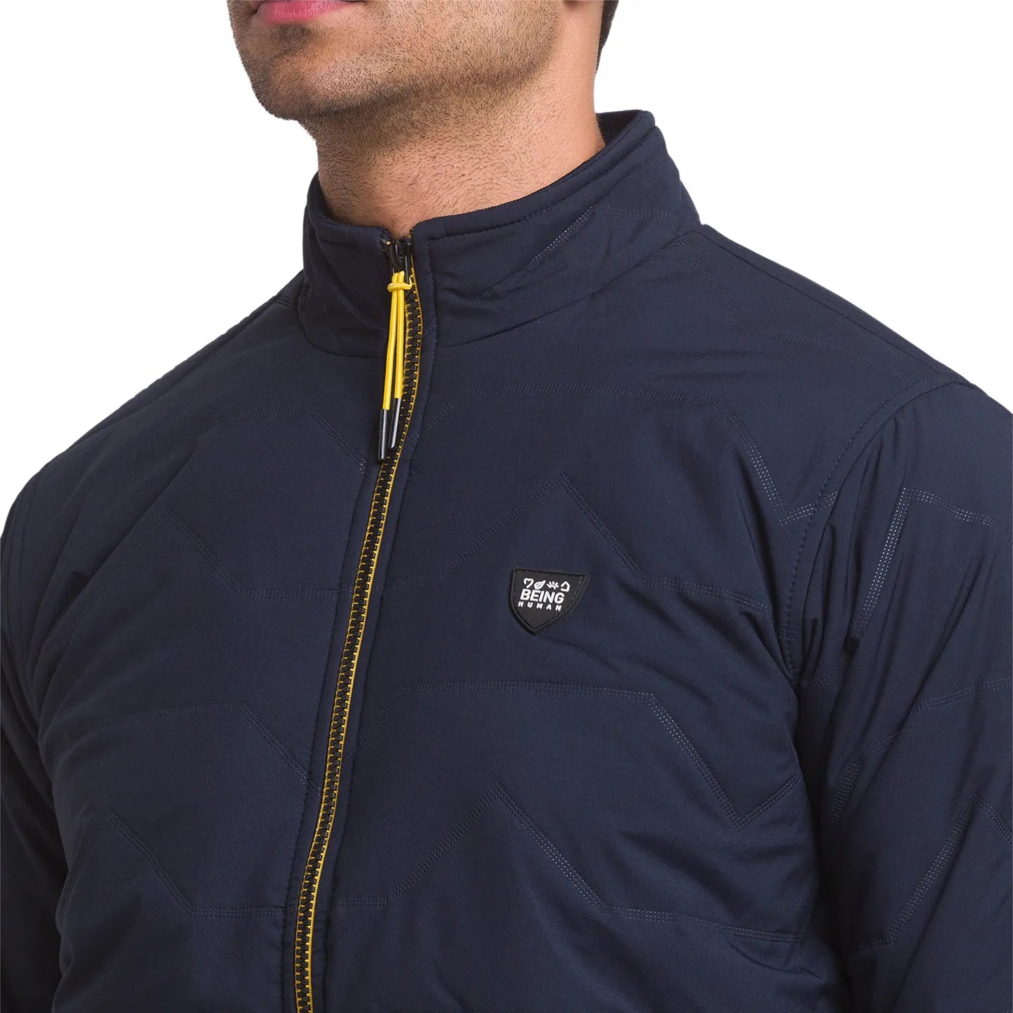 Blue Regular Fit Long Sleeves Polyester Men's Jacket by Being Human Clothing