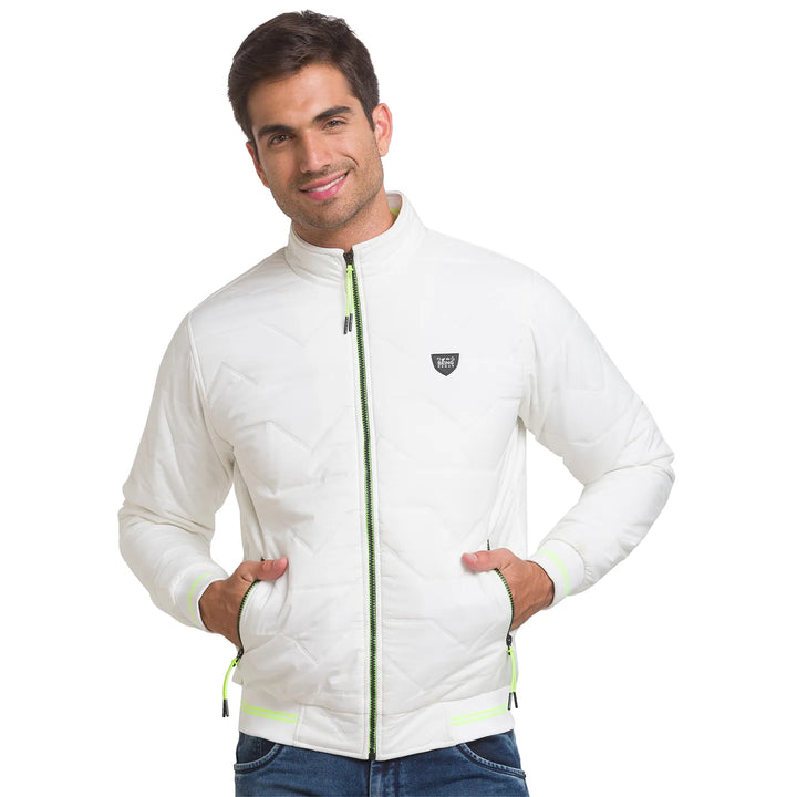 White Regular Fit Long Sleeves Polyester Men's Jacket