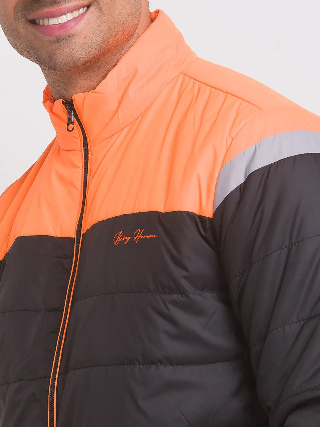 Neon Orange Regular Fit Men's Jacket by Being Human Clothing