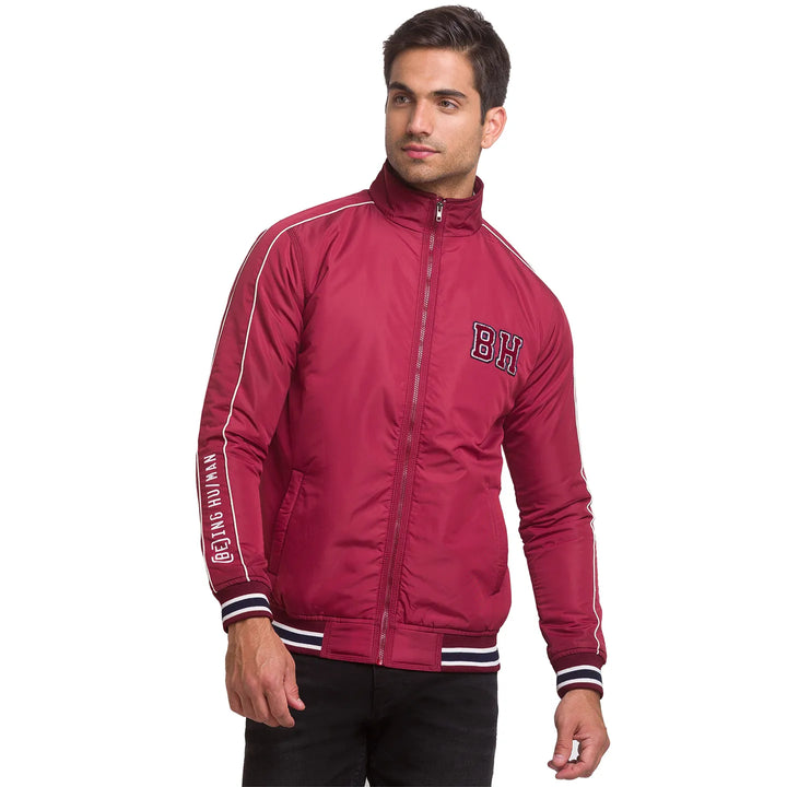 Red Regular Fit Long Sleeves Polyester Men's Jacket