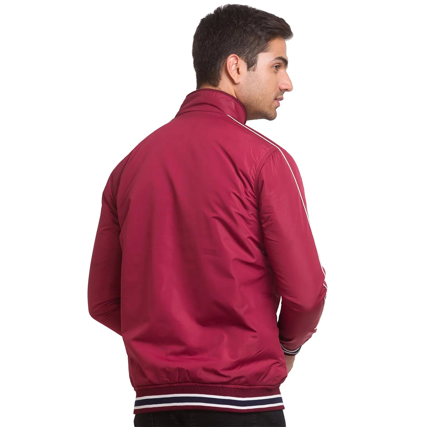Red Regular Fit Long Sleeves Polyester Men's Jacket by Being Human Clothing