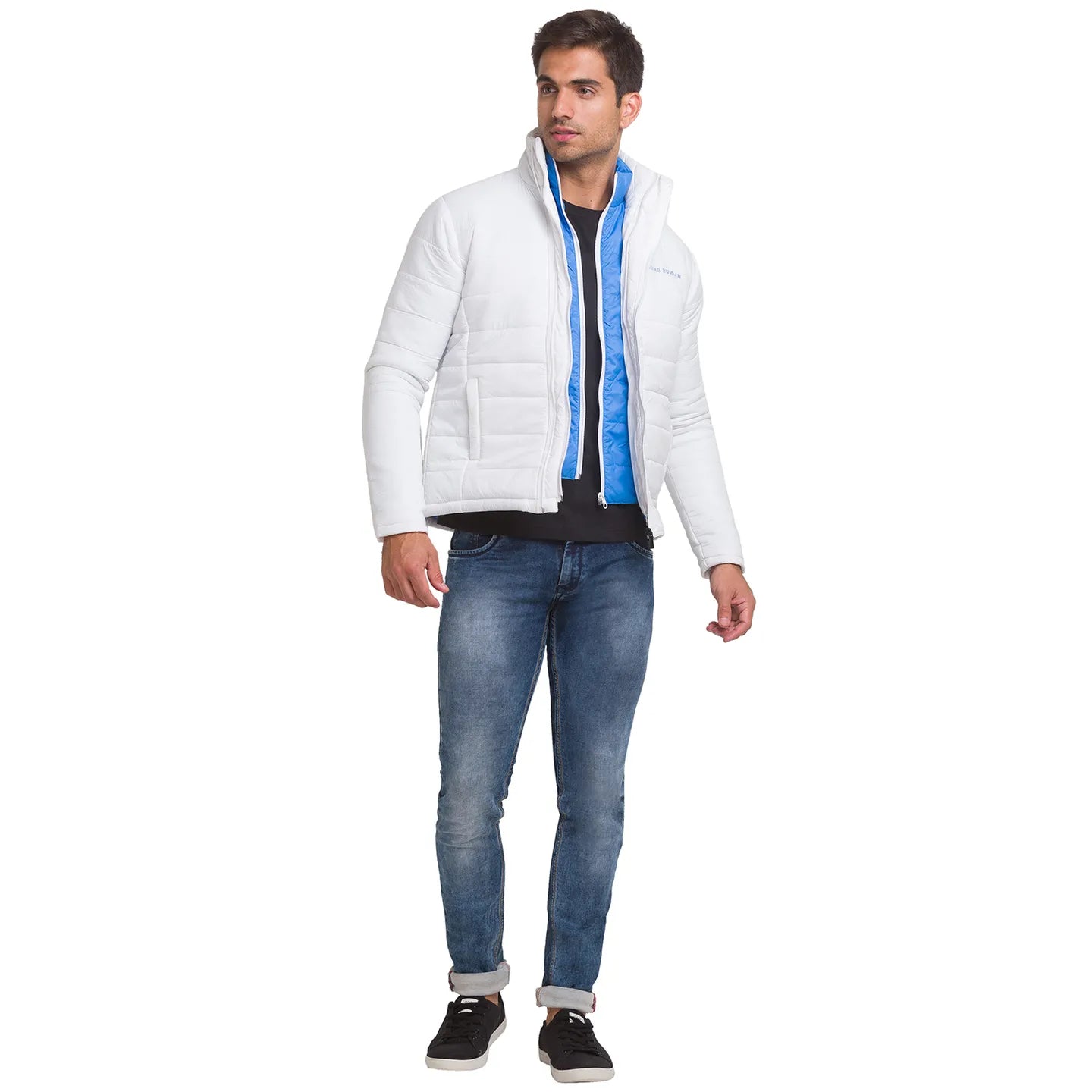 White Regular Fit Long Sleeves Polyester Men's Jacket by Being Human Clothing