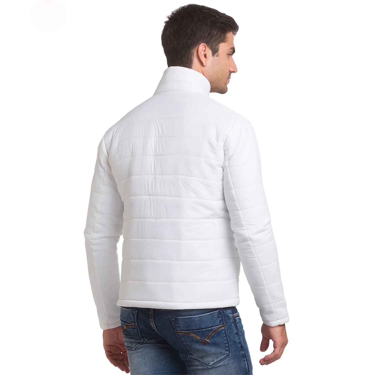 White Regular Fit Long Sleeves Polyester Men's Jacket by Being Human Clothing