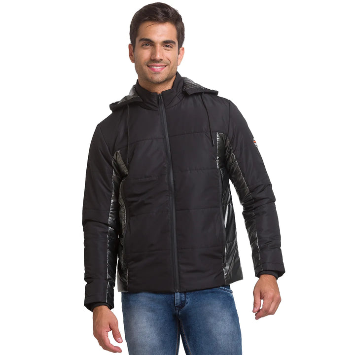 Black Regular Fit Long Sleeves Polyester Men's Jacket by Being Human Clothing