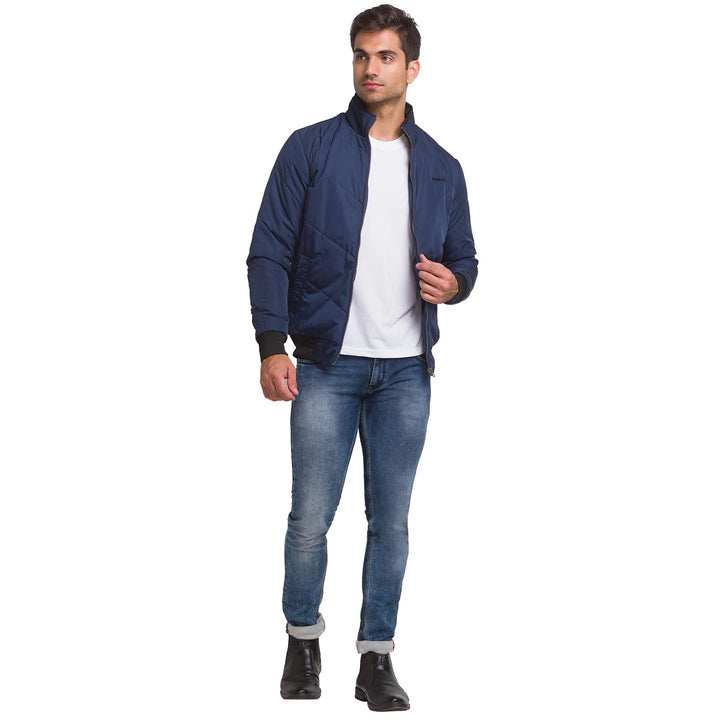 Blue Regular Fit Long Sleeves Polyester Men's Jacket