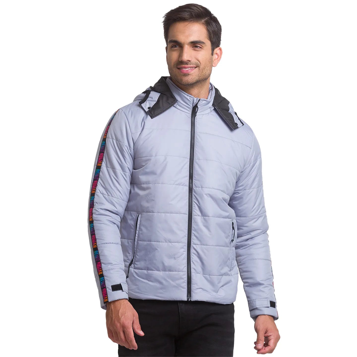 Being Human Clothing Men Regular Fit Collared Jackets-Grey