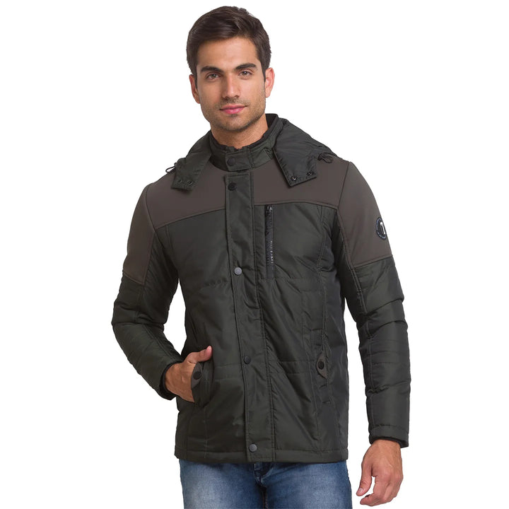 Green Regular Fit Long Sleeves Polyester Men's Jacket