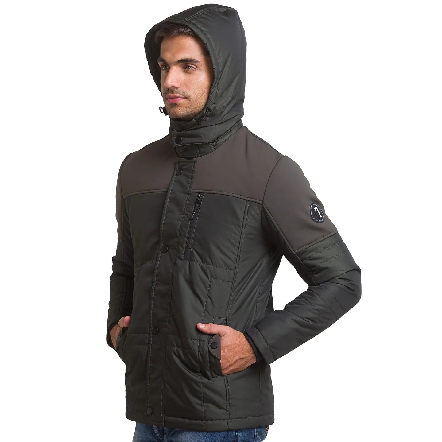 Green Regular Fit Long Sleeves Polyester Men's Jacket by Being Human Clothing