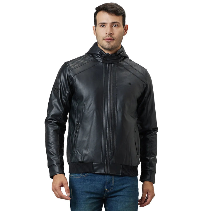 Black Regular Fit Long Sleeves Men's Jacket