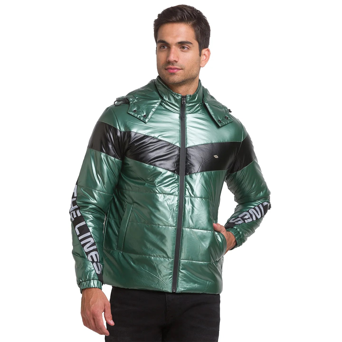 Green Regular Fit Men's Jacket by Being Human Clothing
