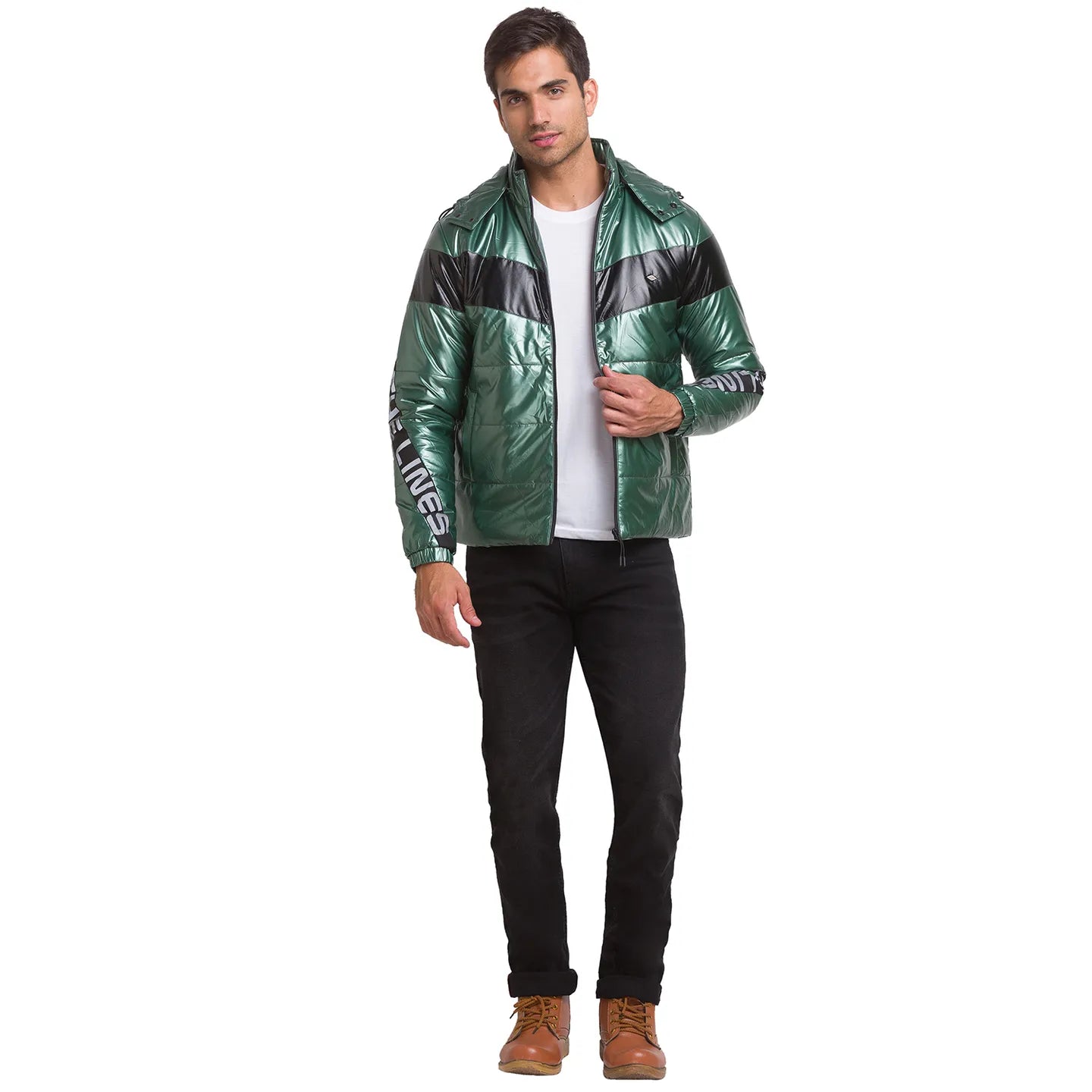 Green Regular Fit Men's Jacket by Being Human Clothing