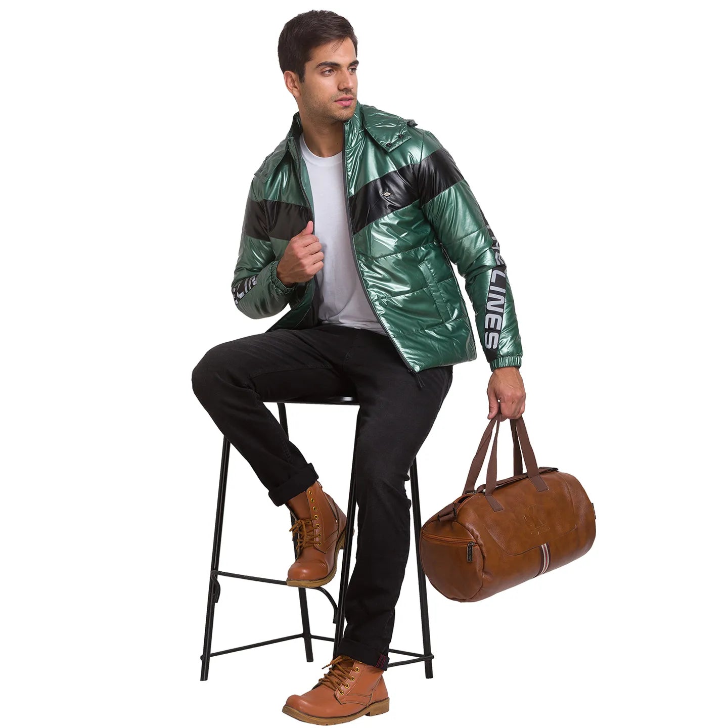 Green Regular Fit Men's Jacket by Being Human Clothing