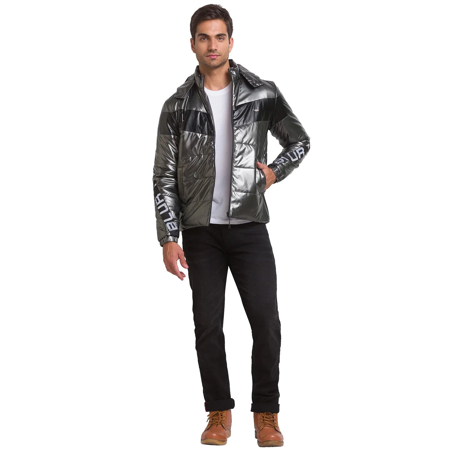 Black Regular Fit Men's Jacket by Being Human Clothing