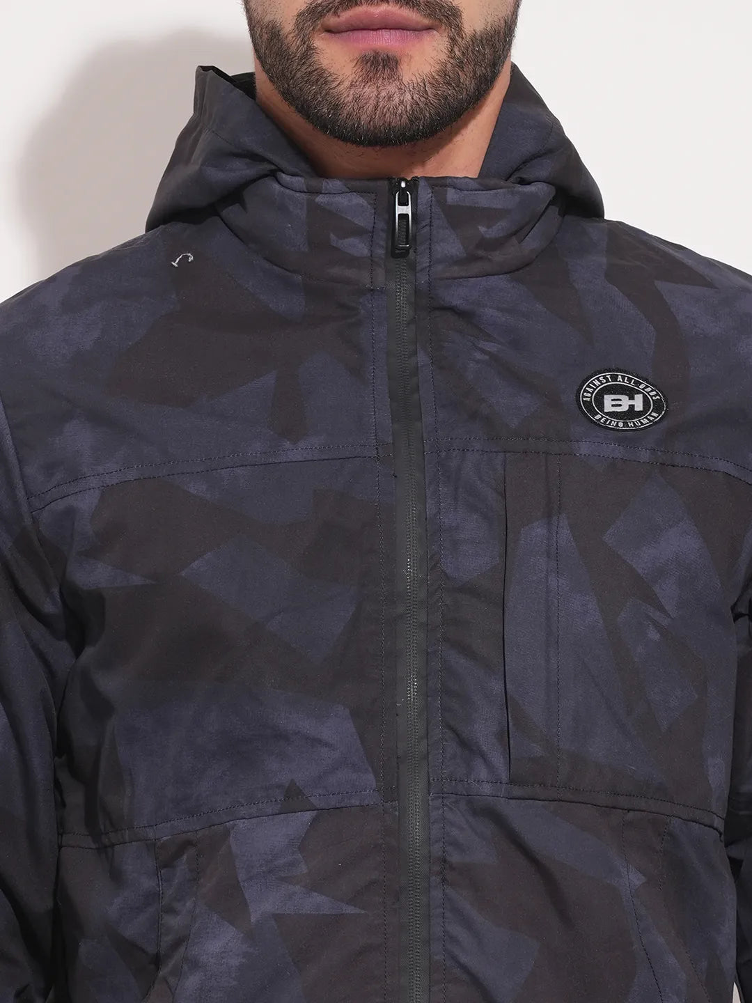 Black Regular Fit Men's Jacket by Being Human Clothing