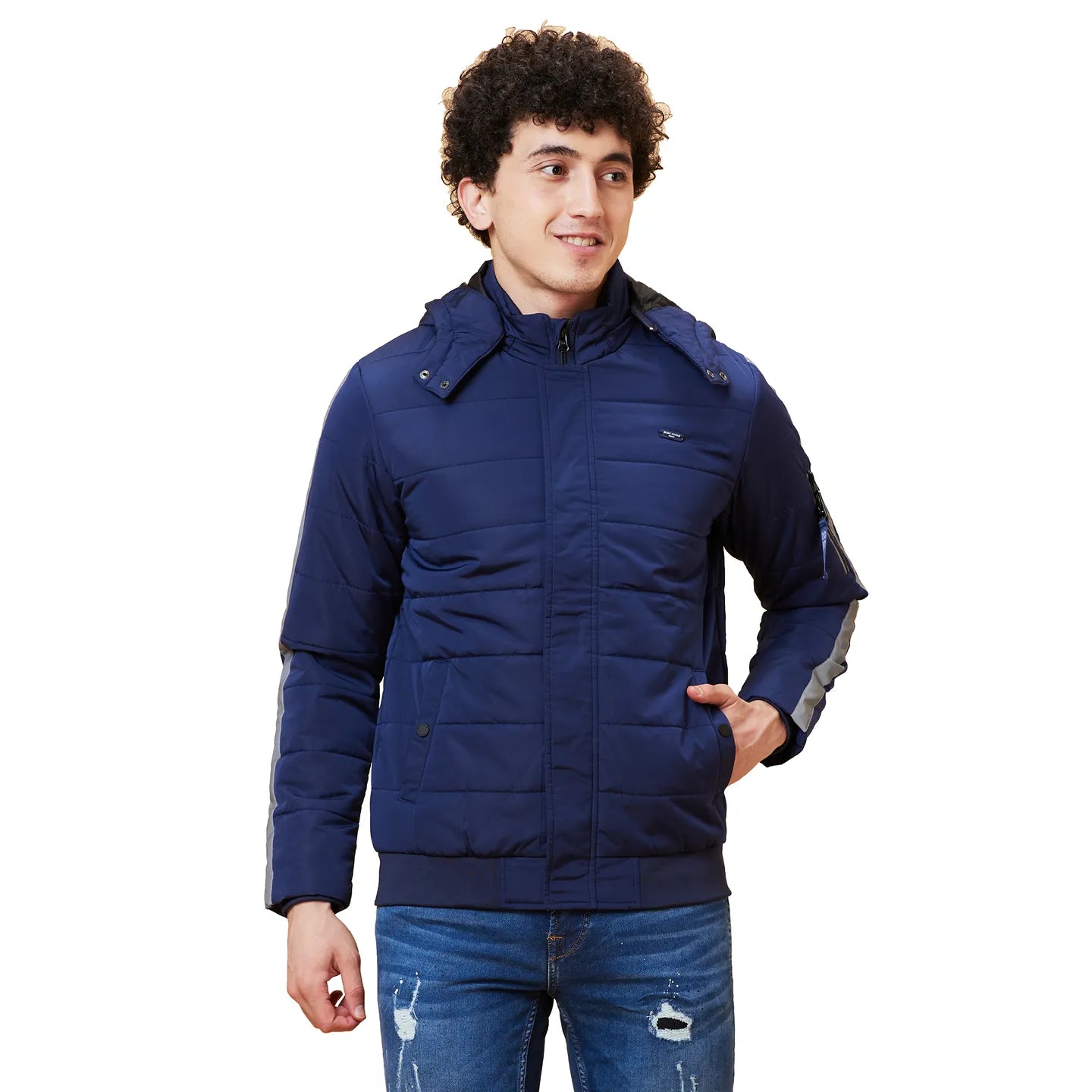 Blue Regular Fit Long Sleeves Men's Jacket by Being Human Clothing