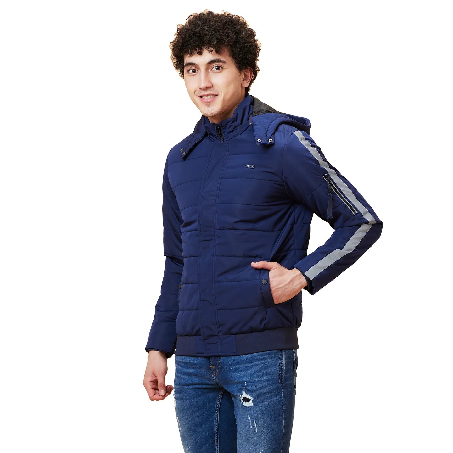 Blue Regular Fit Long Sleeves Men's Jacket by Being Human Clothing