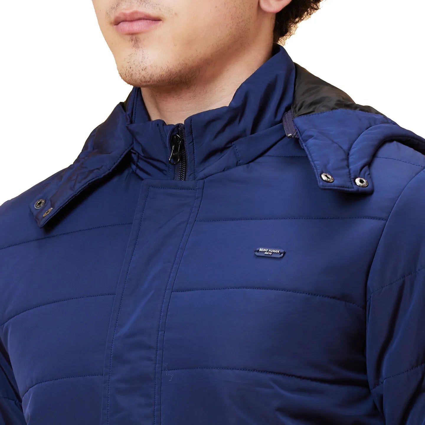 Blue Regular Fit Long Sleeves Men's Jacket by Being Human Clothing