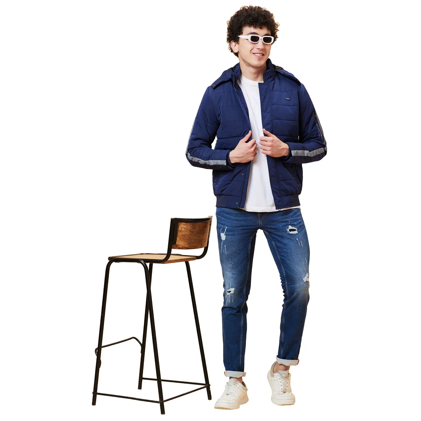 Blue Regular Fit Long Sleeves Men's Jacket by Being Human Clothing