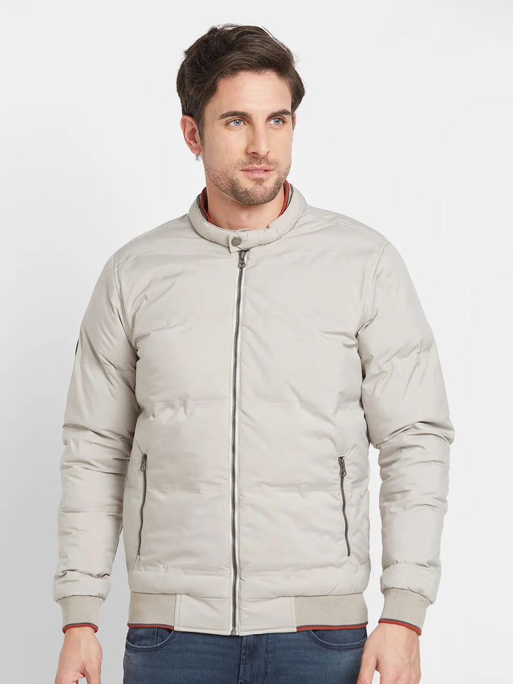 Grey Regular Fit Long Sleeves Men's Jacket by Being Human Clothing