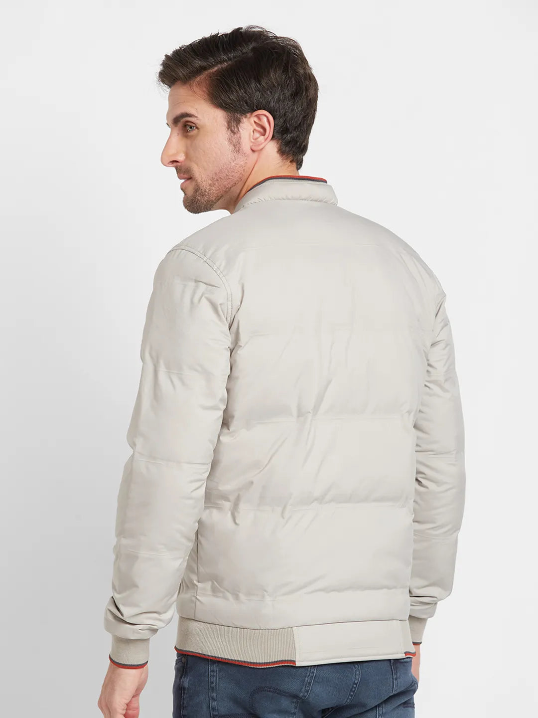 Grey Regular Fit Long Sleeves Men's Jacket by Being Human Clothing