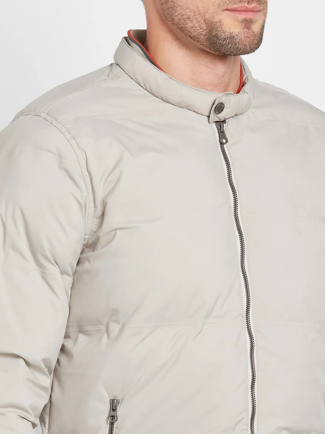 Grey Regular Fit Long Sleeves Men's Jacket by Being Human Clothing