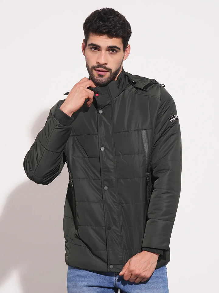 Olive Regular Fit Long Sleeves Men's Jacket