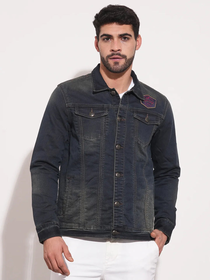 Blue Regular Fit Long Sleeves Men's Jacket