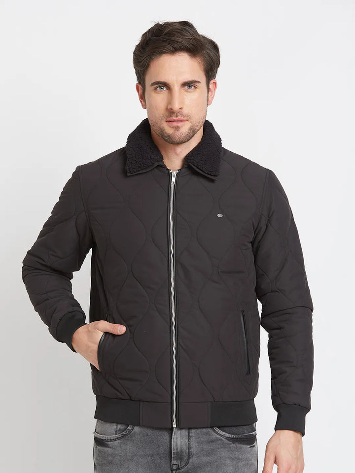 Black Regular Fit Long Sleeves Men's Jacket