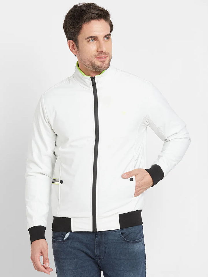 White Regular Fit Long Sleeves Men's Jacket