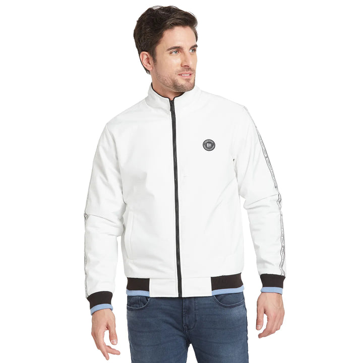 White Regular Fit Long Sleeves Men's Jacket