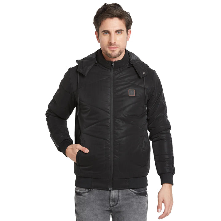 Black Regular Fit Long Sleeves Men's Jacket