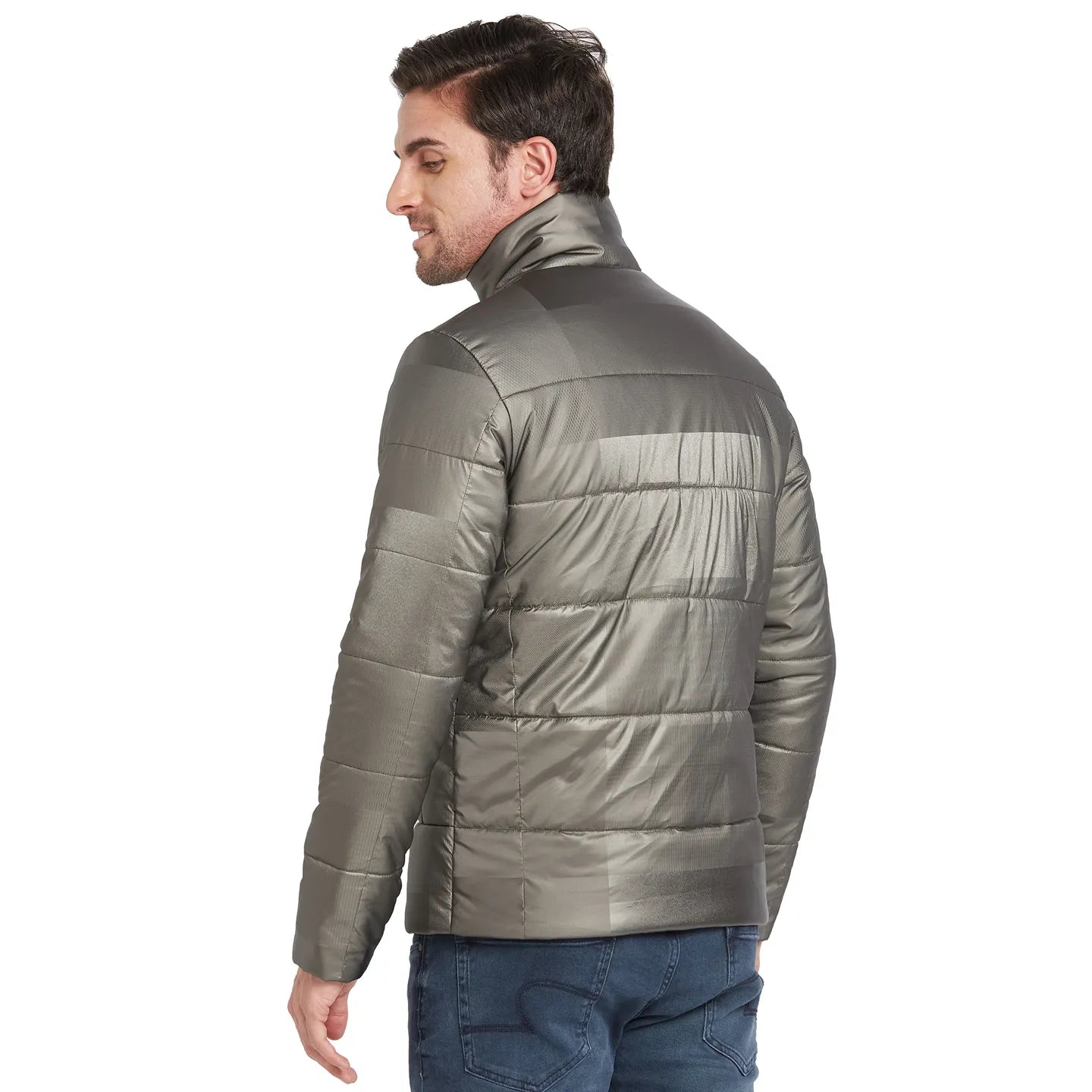 Grey Regular Fit Long Sleeves Men's Jacket by Being Human Clothing