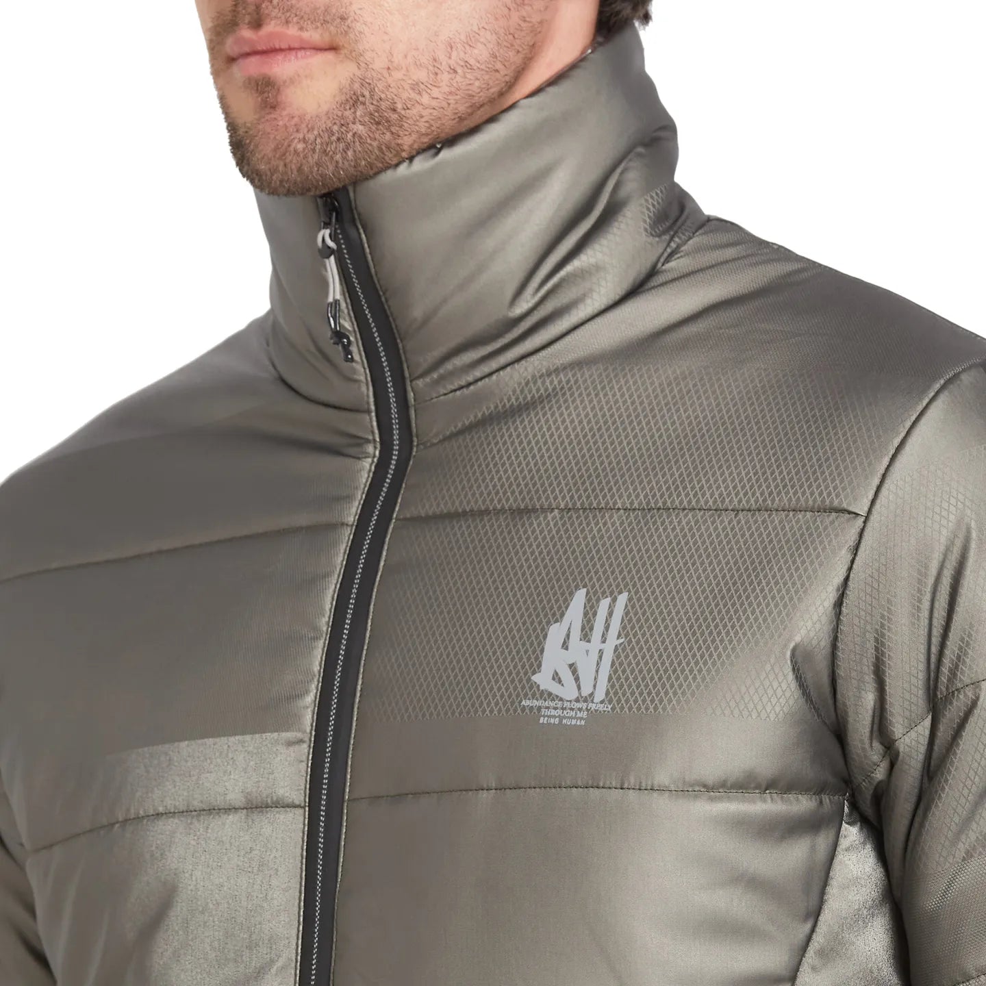 Grey Regular Fit Long Sleeves Men's Jacket by Being Human Clothing