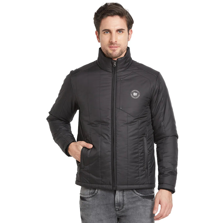 Black Regular Fit Long Sleeves Men's Jacket