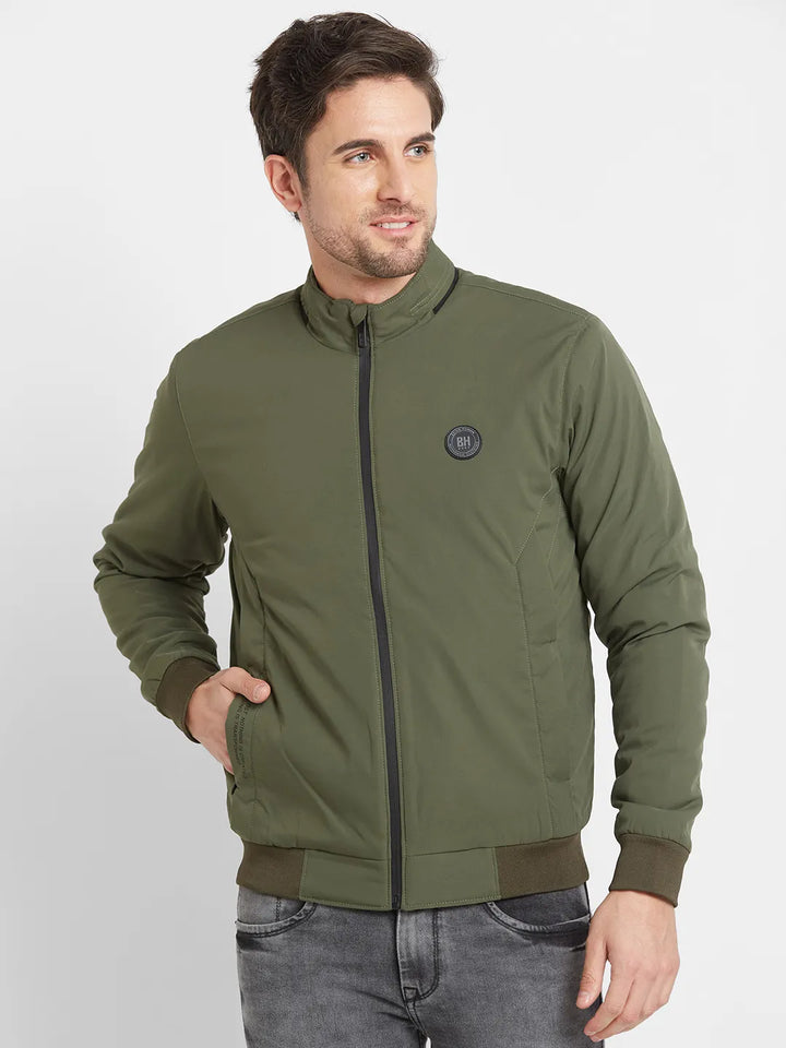 Olive Regular Fit Long Sleeves Men's Jacket