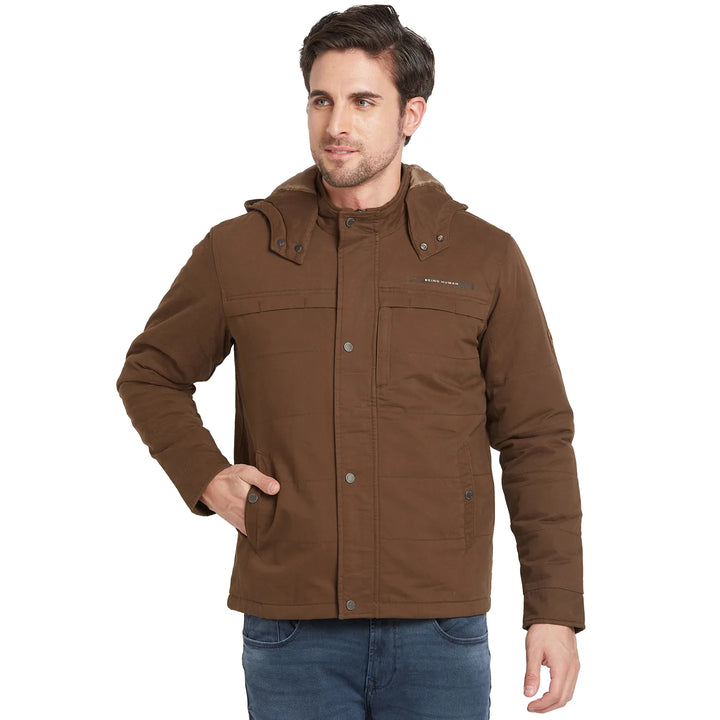 Brown Regular Fit Long Sleeves Men's Jacket