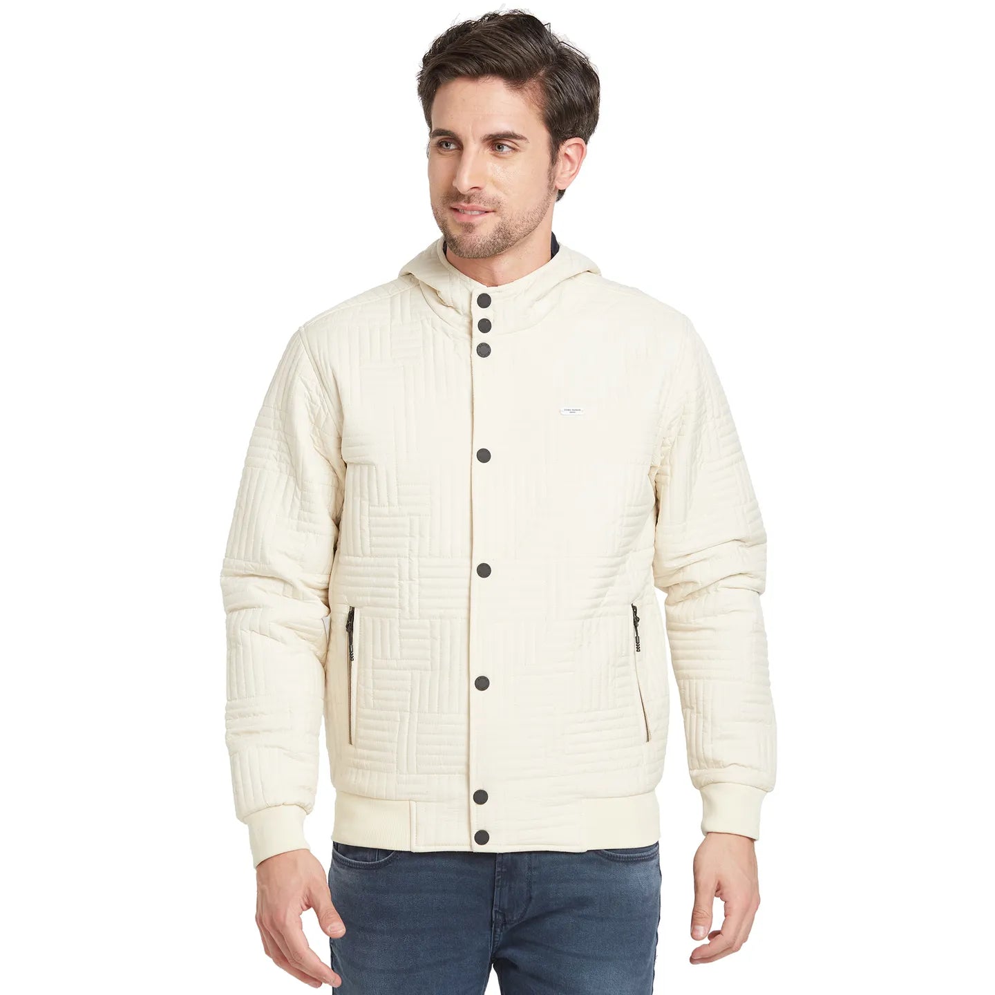 Beige Regular Fit Long Sleeves Men's Jacket by Being Human Clothing