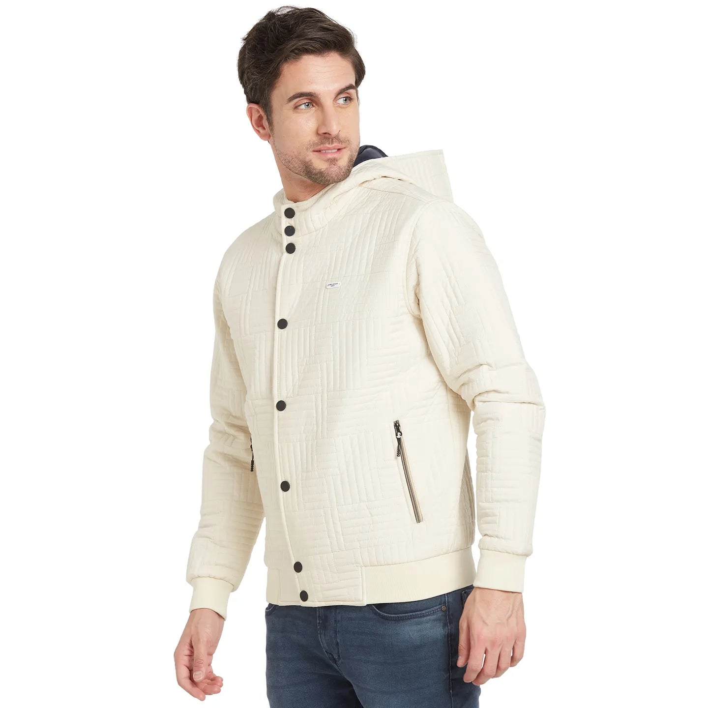 Beige Regular Fit Long Sleeves Men's Jacket by Being Human Clothing