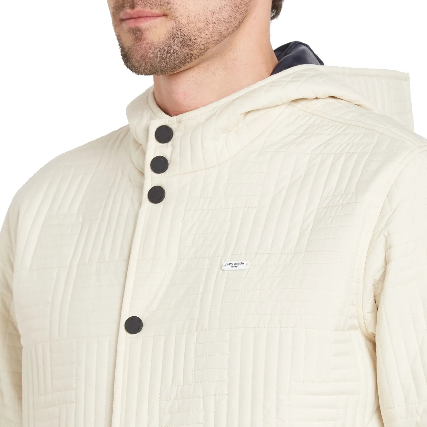 Beige Regular Fit Long Sleeves Men's Jacket by Being Human Clothing