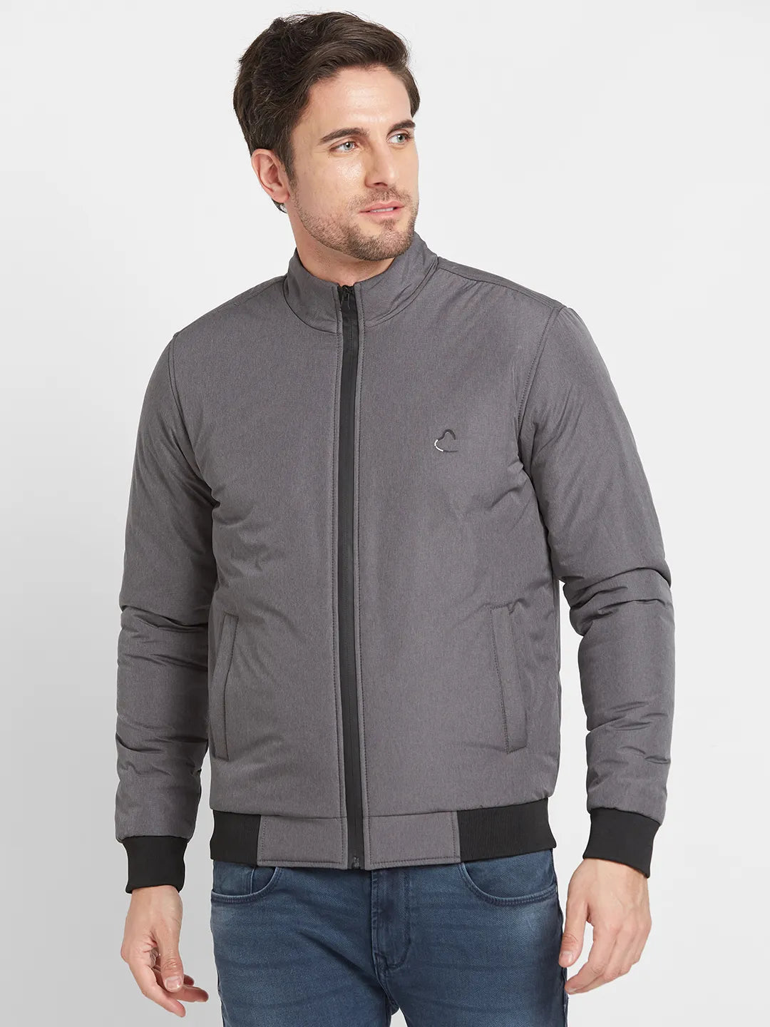 Grey Regular Fit Men's Jacket by Being Human Clothing