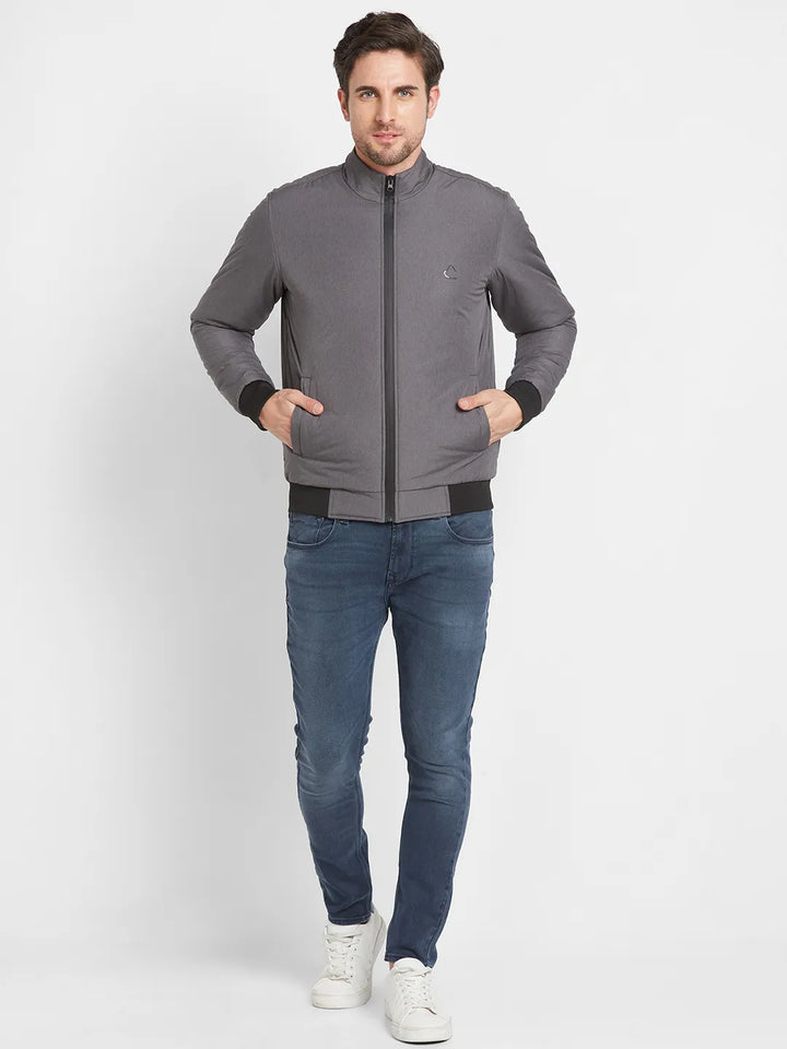 Grey Regular Fit Men's Jacket
