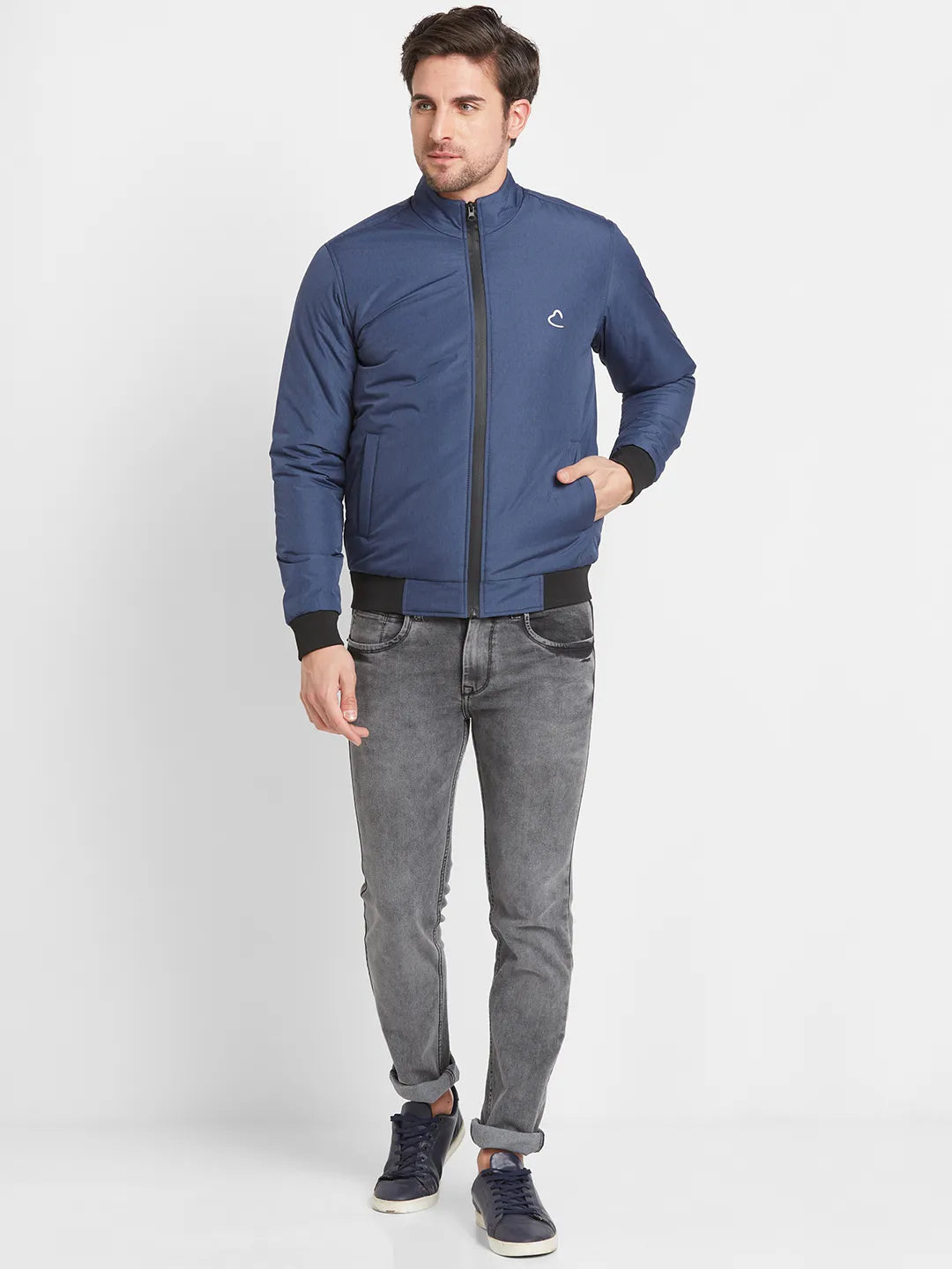 Navy Regular Fit Men's Jacket by Being Human Clothing