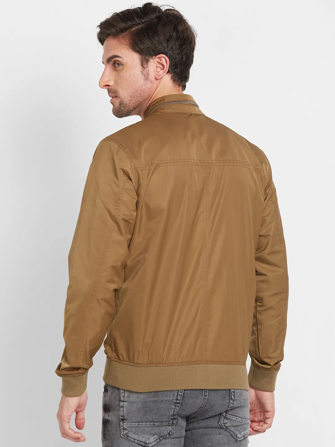 Brown Regular Fit Long Sleeves Men's Jacket by Being Human Clothing