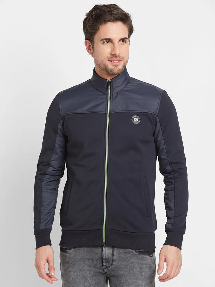 Blue Regular Fit Long Sleeves Men's Jacket