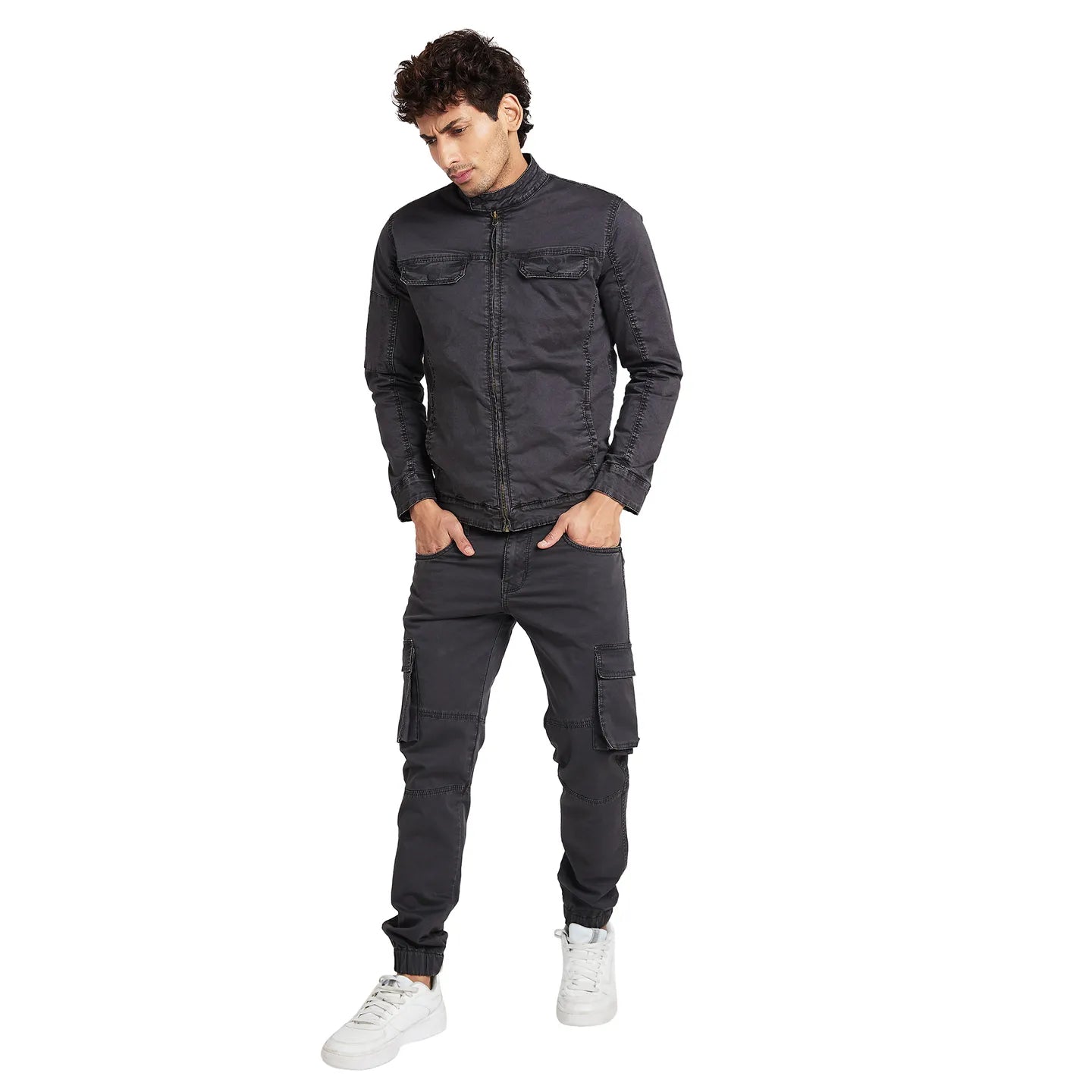 Grey Regular Fit Long Sleeves Men's Jacket by Being Human Clothing