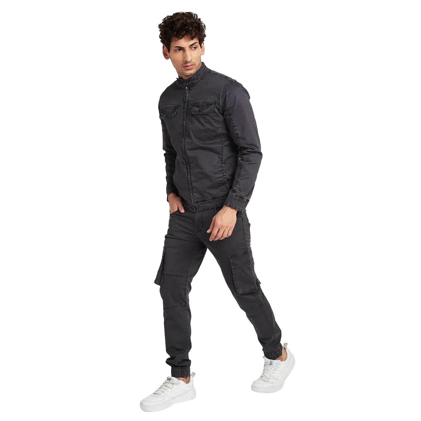 Grey Regular Fit Long Sleeves Men's Jacket by Being Human Clothing