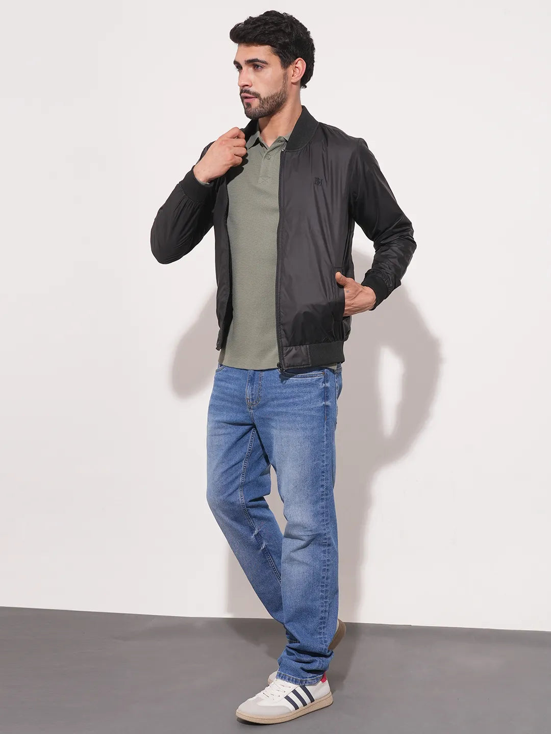 Black Regular Fit Long Sleeves Men's Jacket by Being Human Clothing